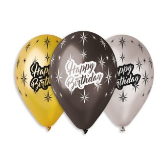 Балони МЕТАЛИК GEMAR "HAPPY BIRTHDAY" 28см.
